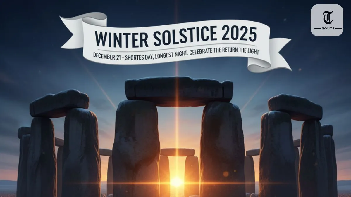Sun low on horizon during winter solstice with 2025 date overlay