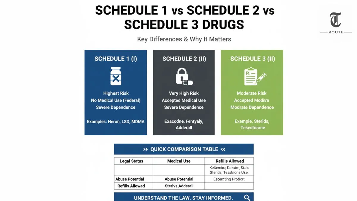 Schedule 1 vs Schedule 2 vs Schedule 3 Drugs Comparison