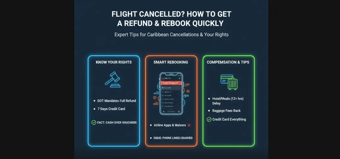 Step-by-step refund process for Delta Sun Country Caribbean flights cancelled Venezuela strike