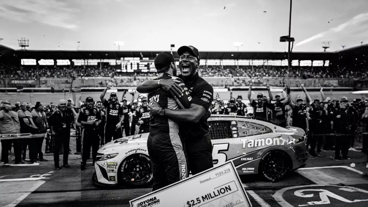 Tyler Reddick Daytona 500 winner, 23XI Racing historic win, Michael Jordan NASCAR celebration video, Bubba Wallace