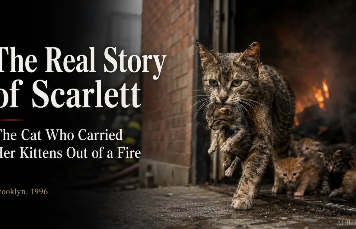 The Real Story of Scarlett, the Cat Who Carried Her Kittens Out of a Fire