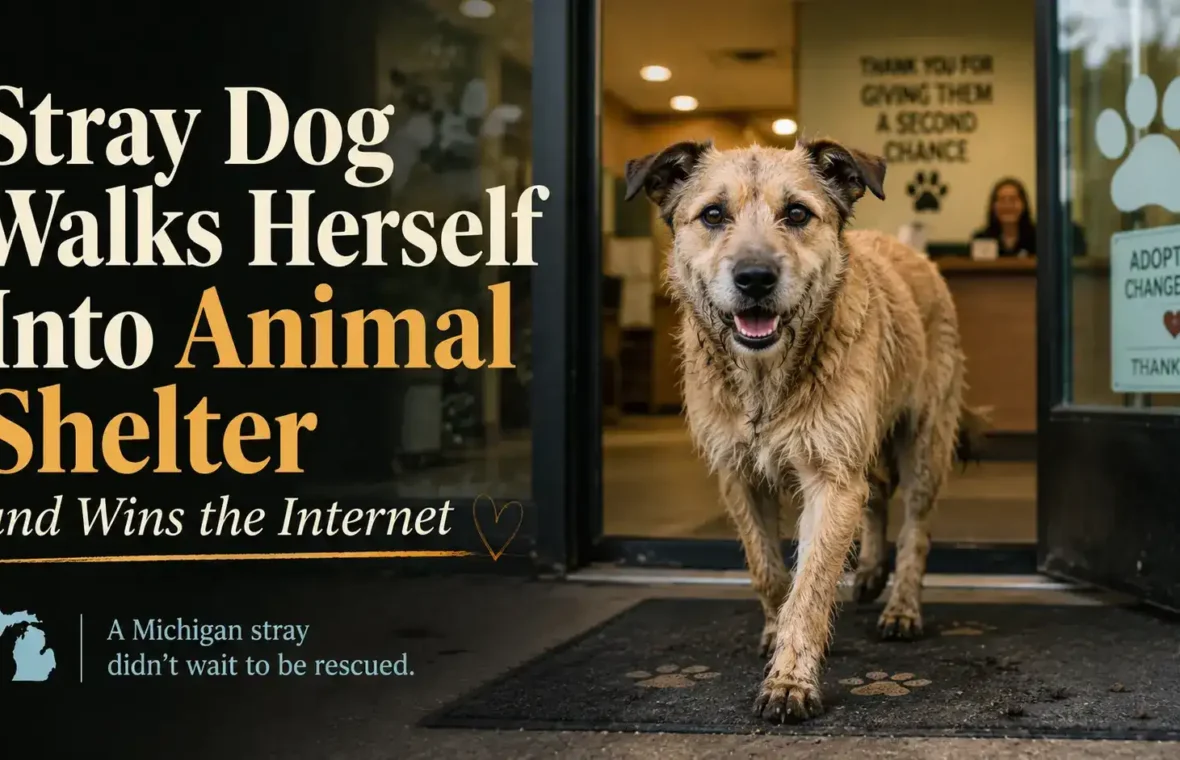 Stray Dog Walks Into Michigan Animal Shelter on Her Own