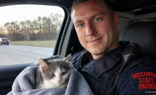 Trooper Adopts Kitten Thrown From Moving Car and Names Him Toby